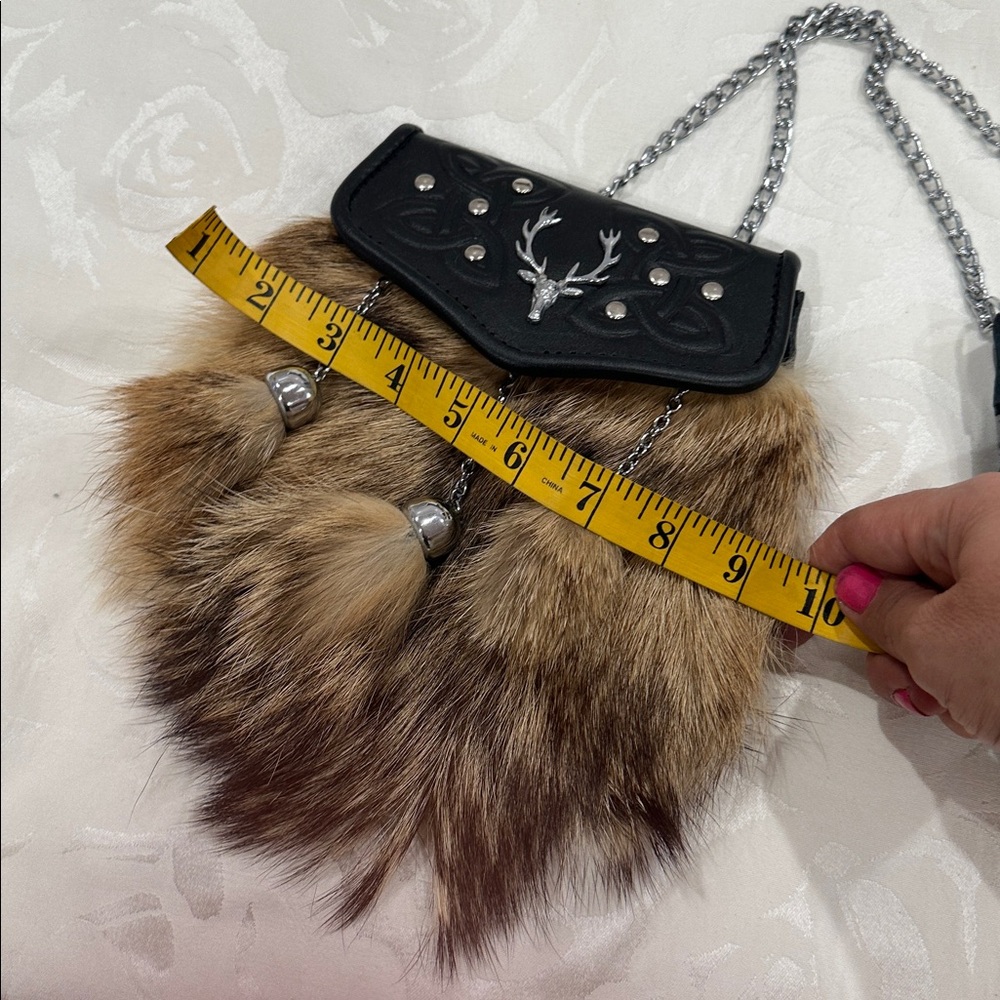 Black and Brown Fur Accent Crossbody Bag - Picture 4 of 7